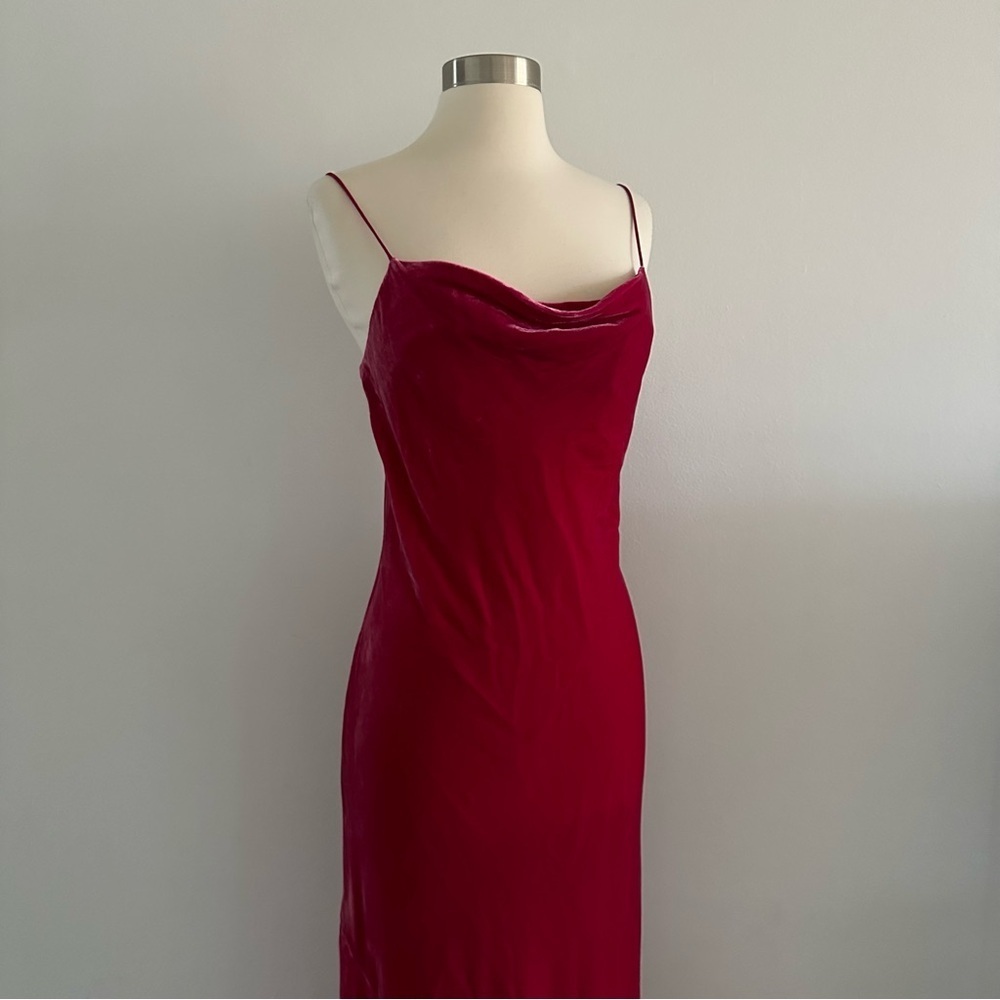 NEW Banana Republic Rita Maxi Velvet Dress XS Bright Berry - Picture 2 of 11